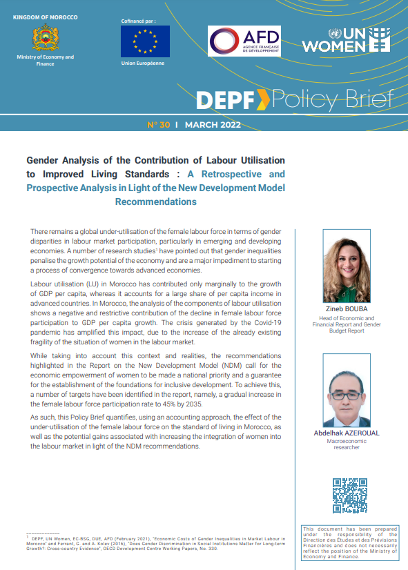 Gender Analysis of the Contribution of Labour Utilisation to Improved Living Standards : A Retrospective and Prospective Analysis in Light of the New Development Model Recommendations