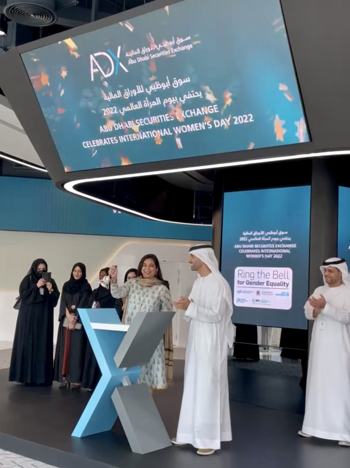 ringing the bell for gender equality in Abu Dhabi. 