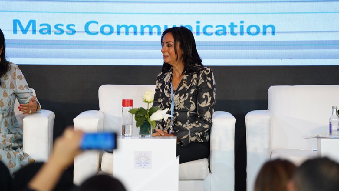 Dr. Maya Morsy, President of Egypt’s National Council for Women joins the panel at the UN Women/LAS COP27 side-event.