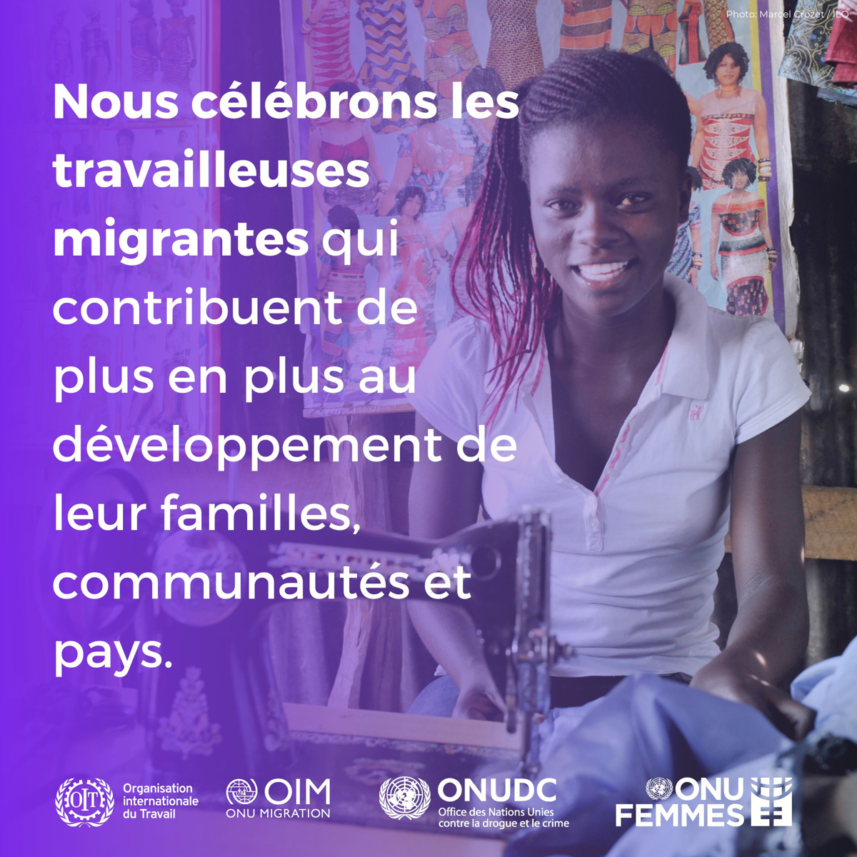 ILO IOM UN Women UNODC Join Forces social media cards French