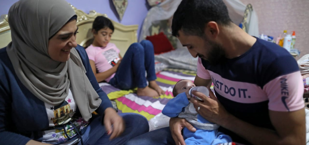 Men engaging in childcare, Tyre, Lebanon - Fatherhood, 2020.