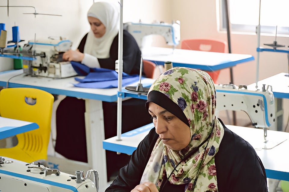 Abeer Abu-Rizeq during a sewing class at the UN Women Madaba Oasis Centre. 