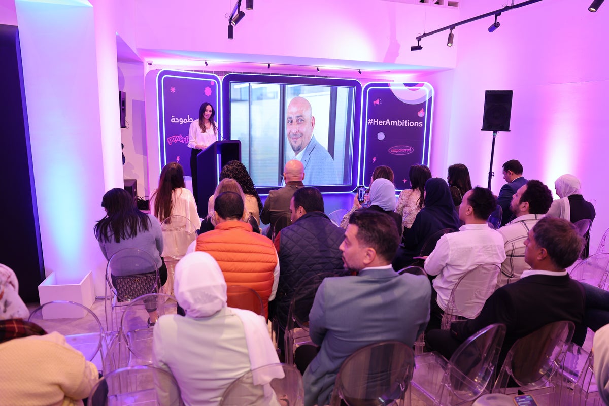 Reem Akl, Regional Communications and Advocacy Analyst, UN Women Office for The Arab States, giving a speech at #HerAmbition awards ceremony.