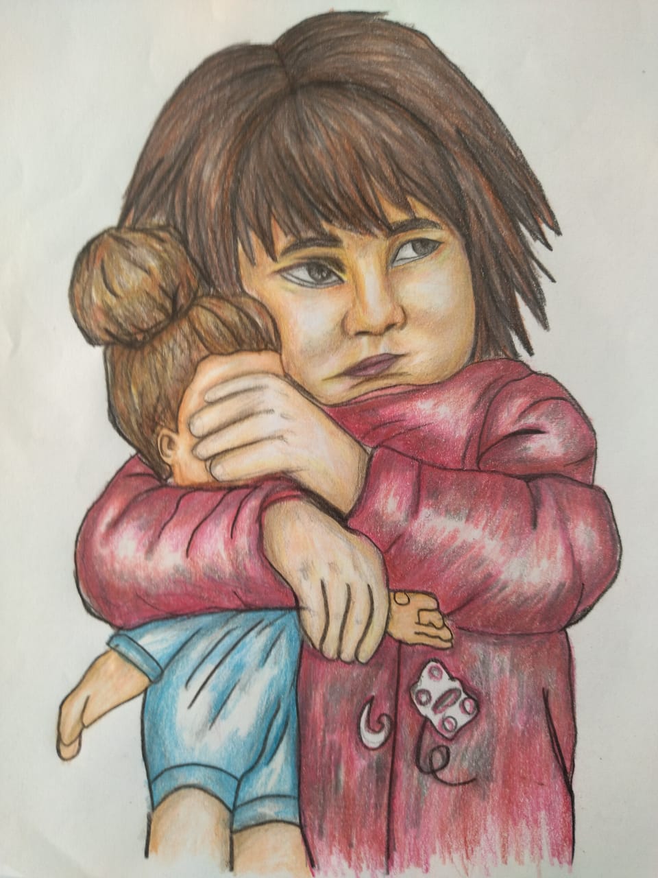 Table 2 ("Don't look, my doll") - by Jwan, 14 years old, from Jenin camp.