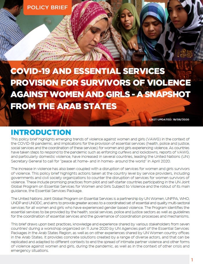 Brief: COVID-19 and essential services provision for survivors of violence  against women and girls, Digital library: Publications