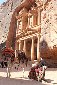 The “Treasury” is one of the most frequented tourist sights of Petra, Jordan.  Photo credit: Maria Fanlo 